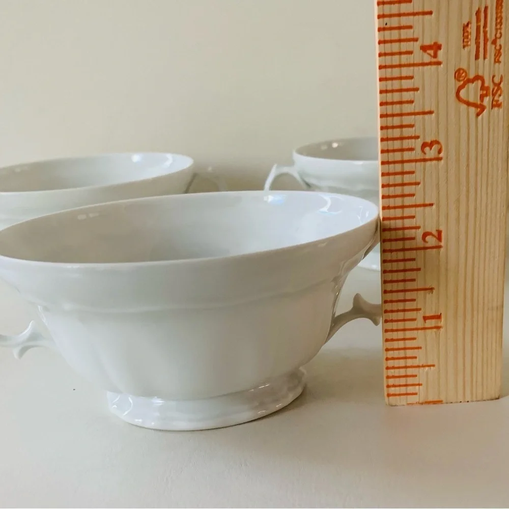 Vintage Limoges Union Limousine France White Cream Soup Cups 3